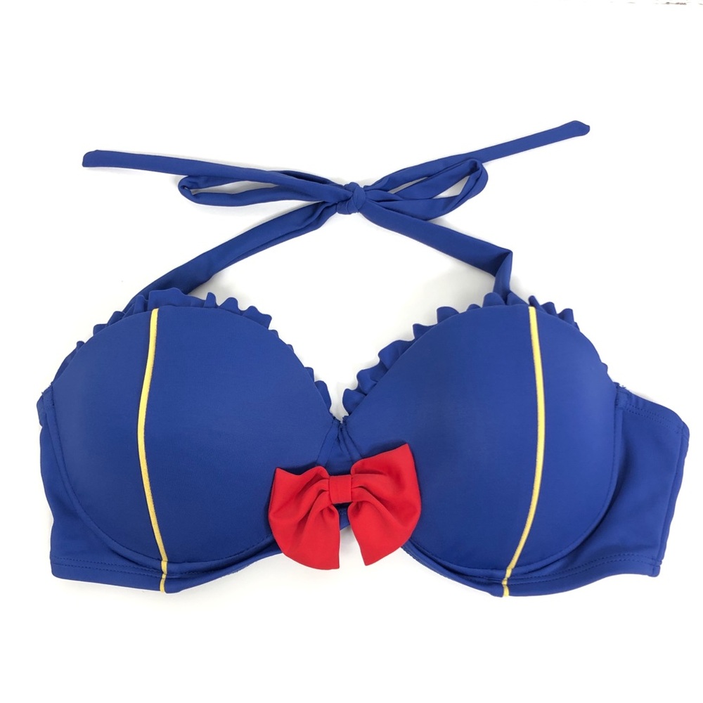 Disney Blue Red Bow Padded Pushup Bikini Top